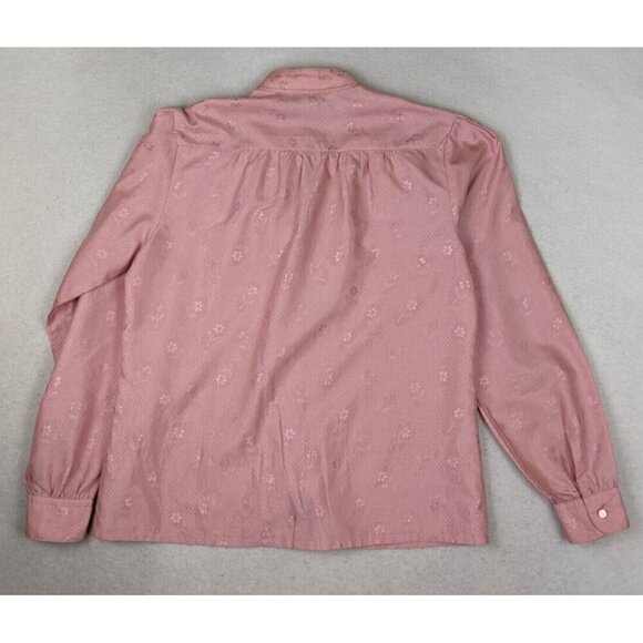 VINTAGE WOMEN'S PINK LONG SLEEVE BUTTON-UP BLOUSE E.V. LTD. - SIZE 13/14 - Picture 8 of 8